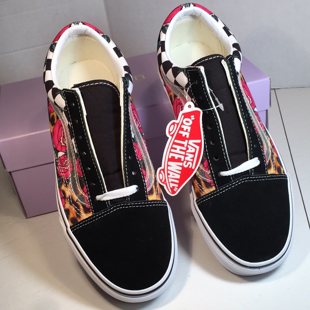 NWT Vans Old Skool Low Top in Rose/Animal/Checkers Women’s 7 - Picture 3 of 9